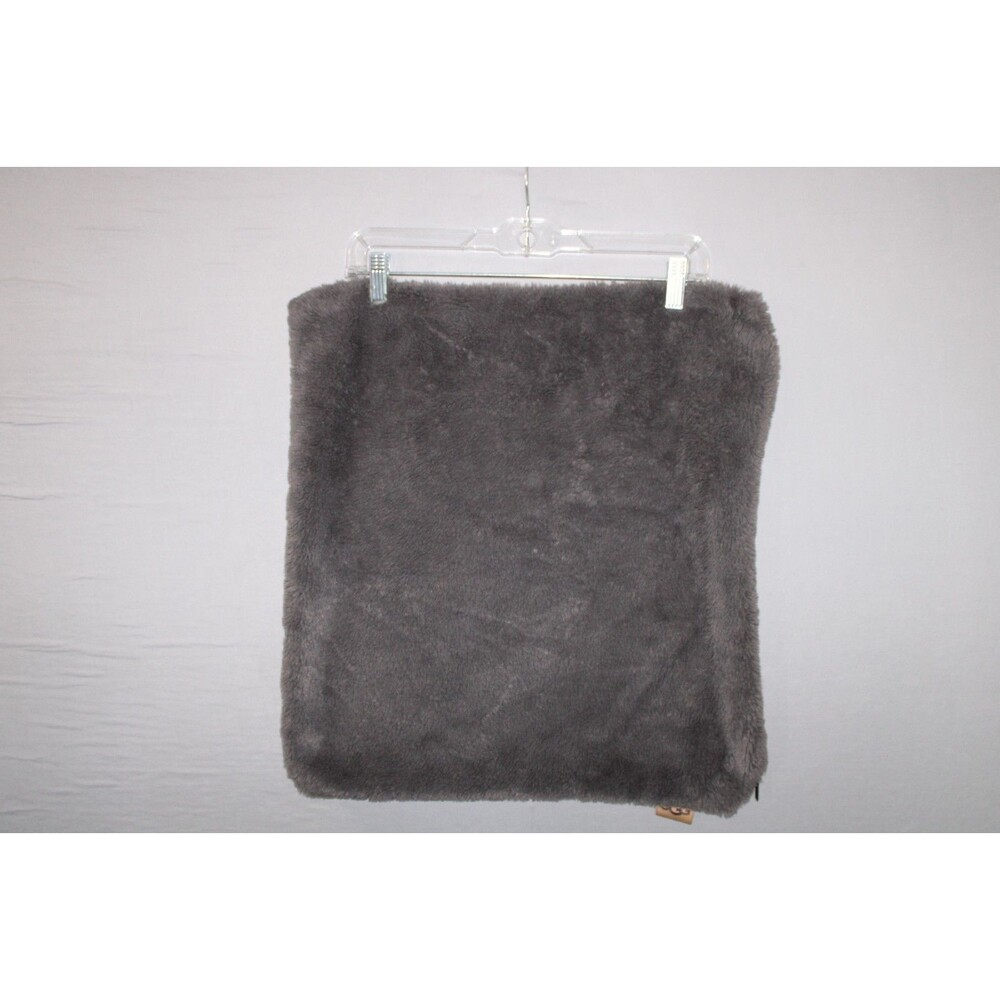 UGG Gray Plush Sherpa Zippered Decorative Pillow Zipper 19" x 20"